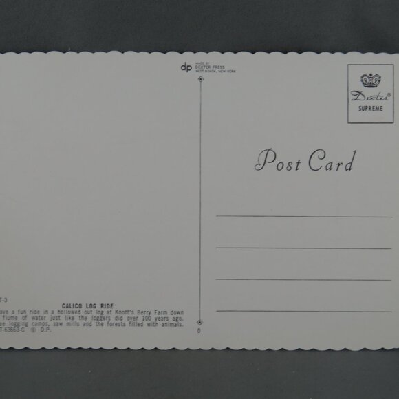 Vintage Postcard - Calico Log Ride Knott's Berry Farm - Dexter Press - Picture 2 of 4